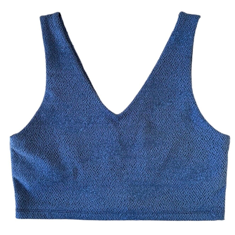 OFFLINE By Aerie Women's V-Neck Crop Top - Size L Blue Printed